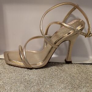 Zara Metallic Gold Strappy Heels